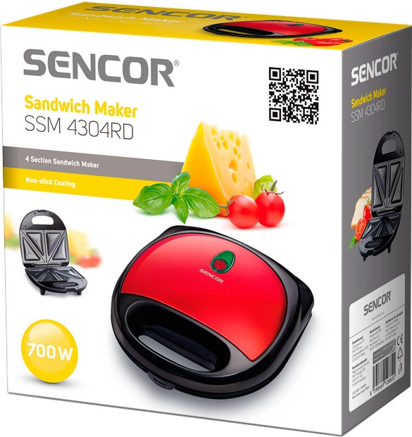 Sandwitch maker Sencor SSM 4304RD, 700 W, Alte culori